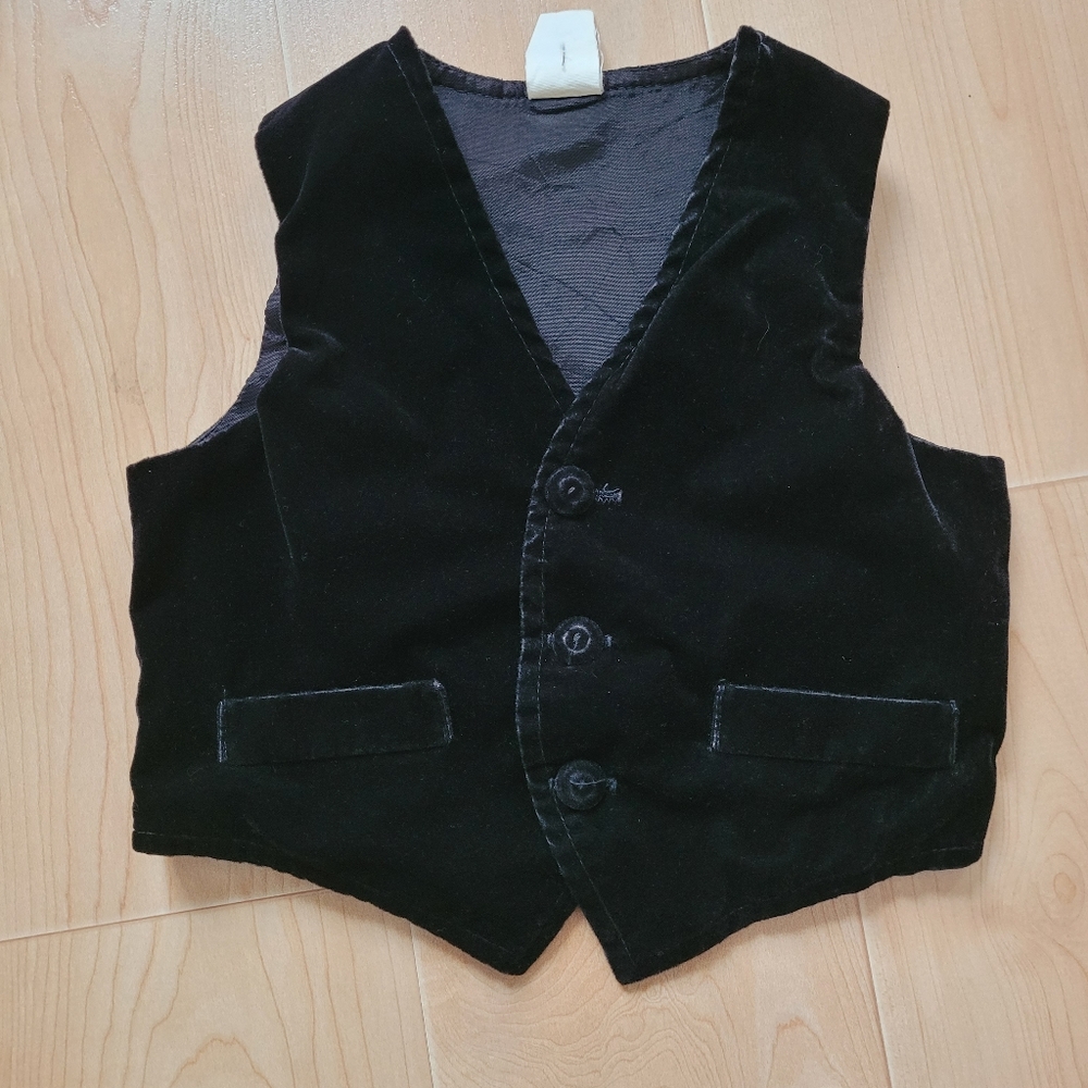 Vintage 1990s special occasion black velvet 2-piece suiting vest and dress pants - Picture 3 of 12